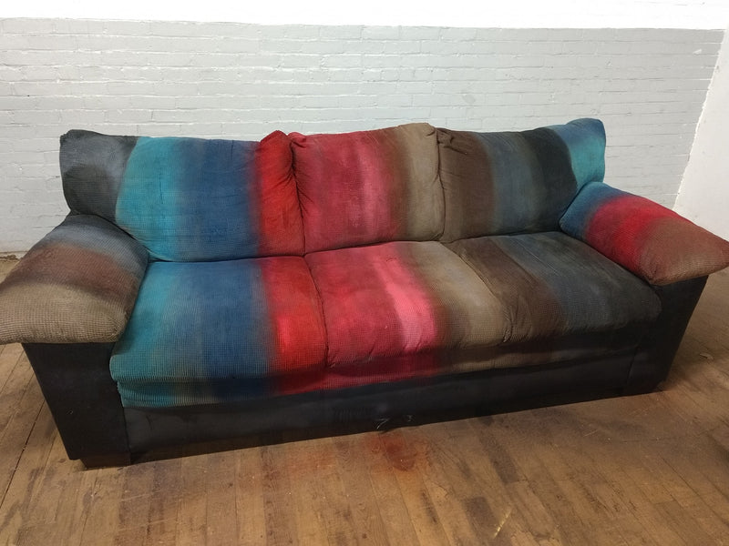 Artistically Painted Striped Sofa Blended.