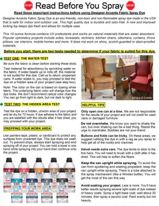 printed instructions for simply spray upholstery dye paint furniture cushions