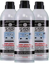 Load image into Gallery viewer, Three cans of simply spray midnight black fabric paint spray dye