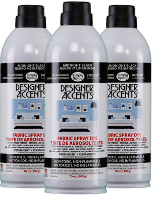 Three cans of simply spray midnight black fabric paint spray dye