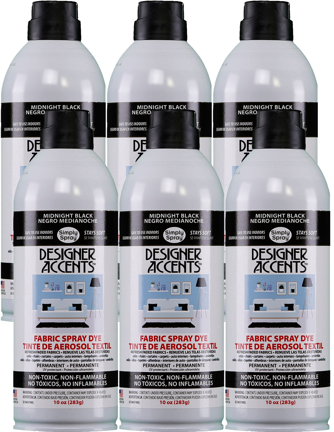 Designer Accents Fabric Paint Spray Dye by Simply Spray - Red 6 Pack