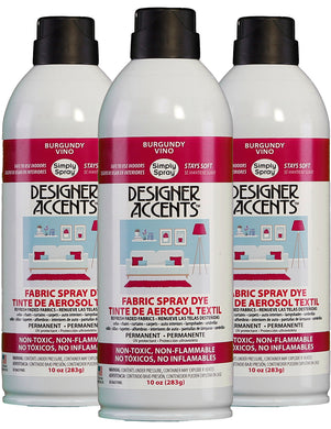 Three cans of simply spray burgundy fabric paint spray dye