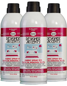 Three cans of simply spray burgundy fabric paint spray dye