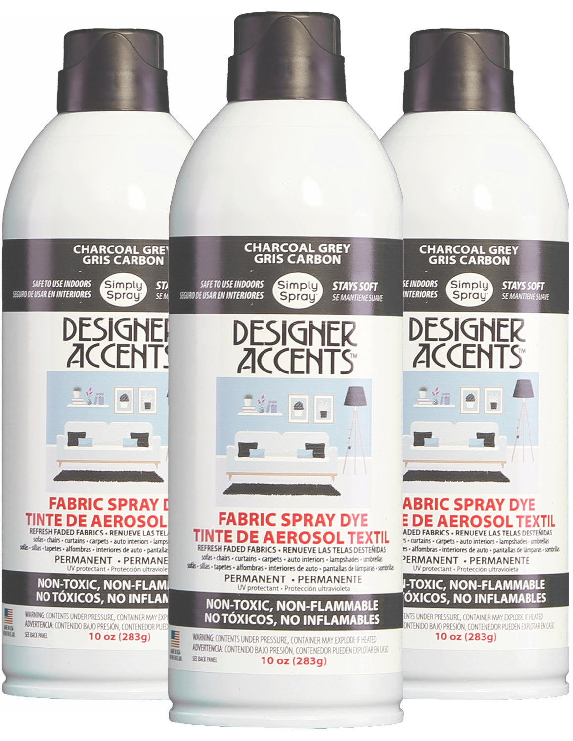 Designer Accents Fabric Paint Spray Dye by Simply Spray - Charcoal Grey