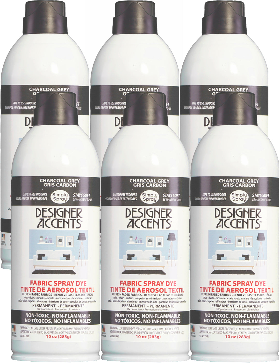 Designer Accents Fabric Paint Spray Dye by Simply Spray - Charcoal Grey