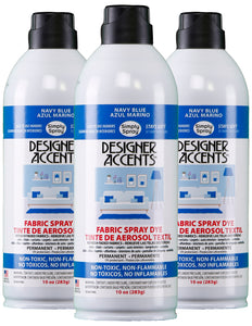 Three cans of simply spray navy blue fabric paint spray dye